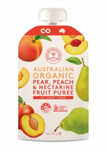 AOFC Organic Pear, Peach & Nectarine Puree 120G (BOX OF 6)